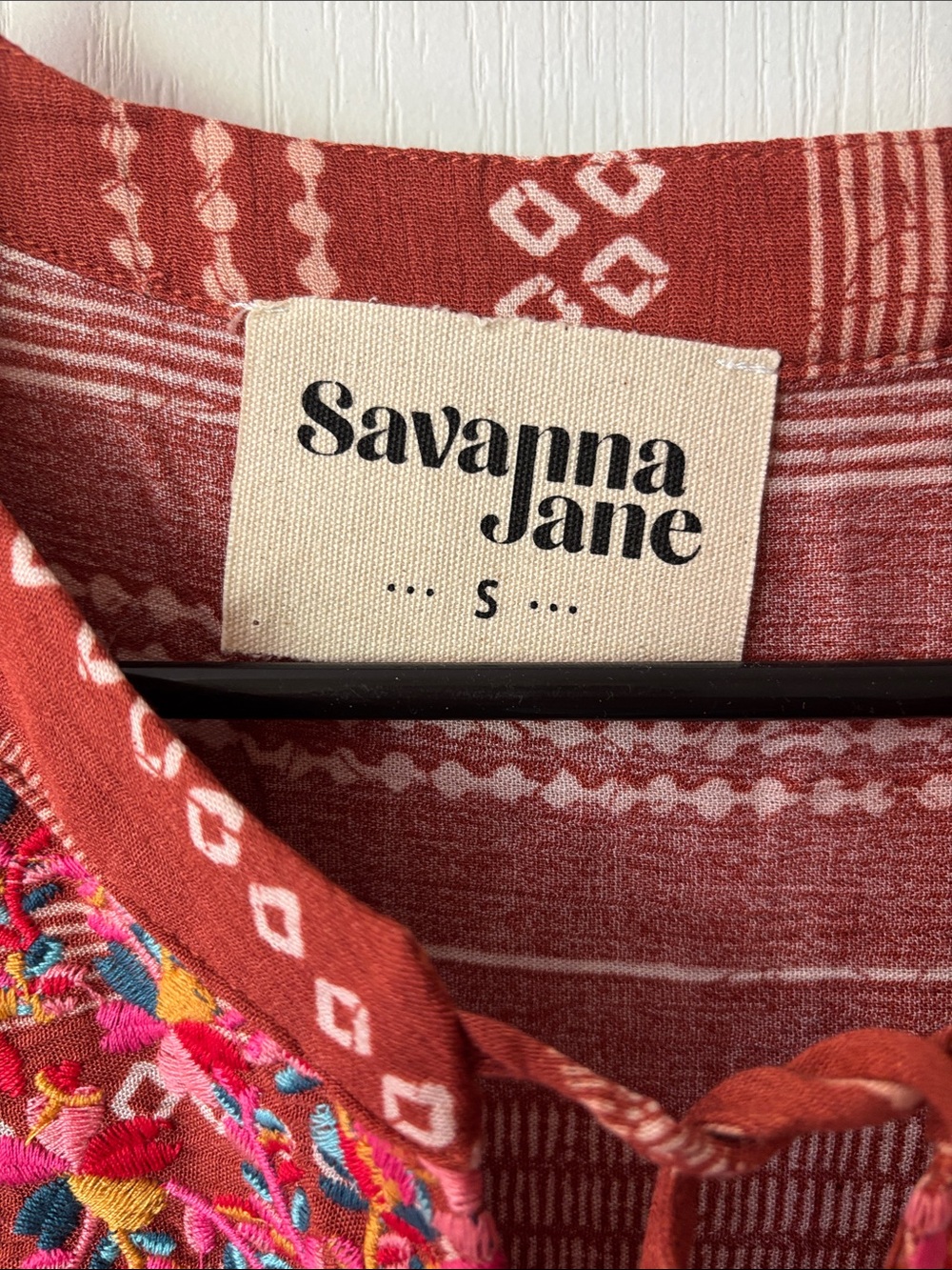 Savanna Jane Rust Embroidered Multicolor Boho Tunic NWOT - Picture 2 of 4